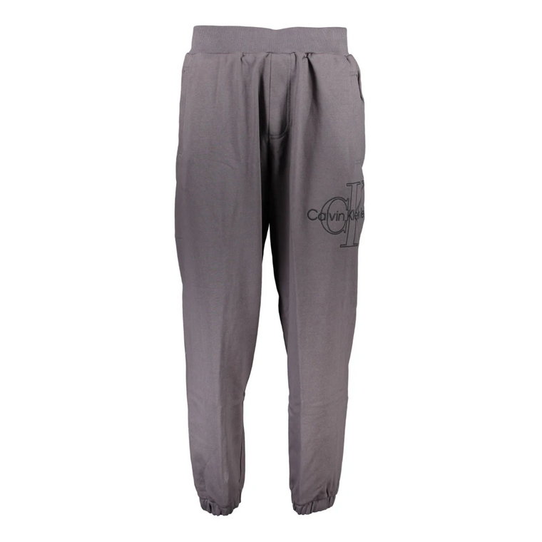 Szare bawełniane spodnie sportowe z elastycznym pasem Calvin Klein