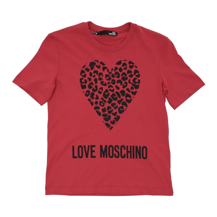 Czerwona Bawełniana Koszulka Love Moschino