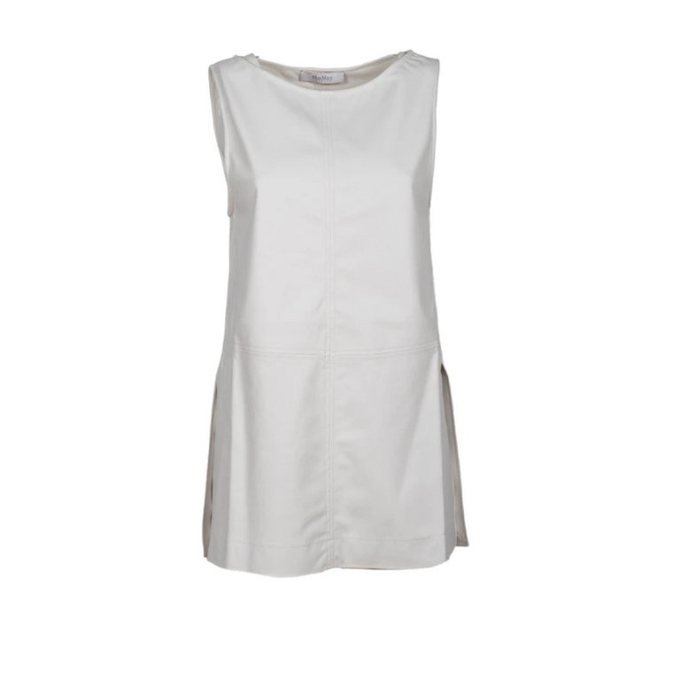 Biała Dopasowana Sukienka z Bocznymi Szczelinami Max Mara