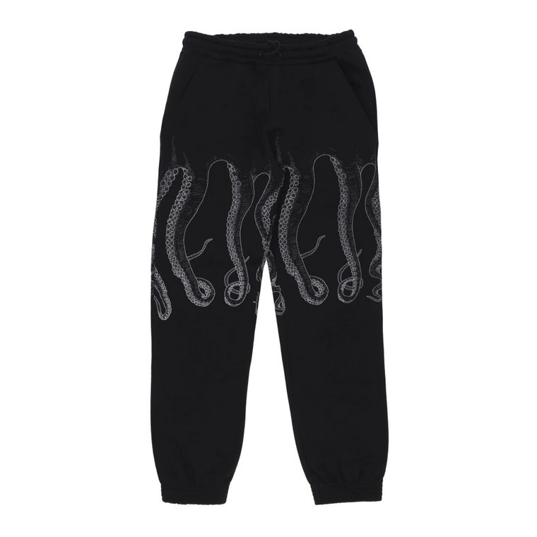 Czarne Spodnie Dresowe Streetwear Octopus