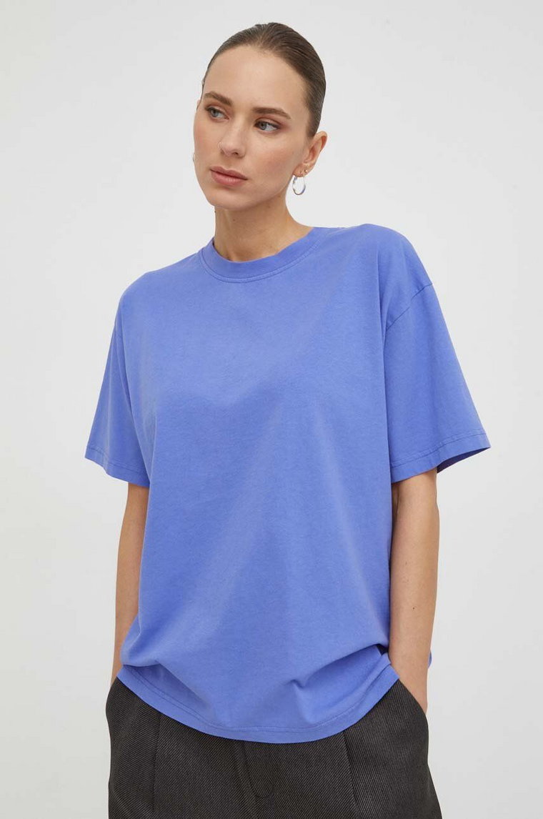 Samsoe Samsoe t-shirt bawełniany EIRA damski kolor fioletowy F23200050