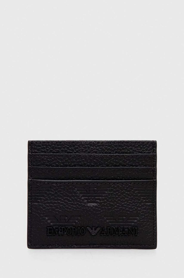 Emporio Armani etui na karty skórzane kolor czarny YEM320 Y142V