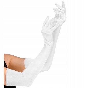 Rękawiczki Satynowe Białe Długie