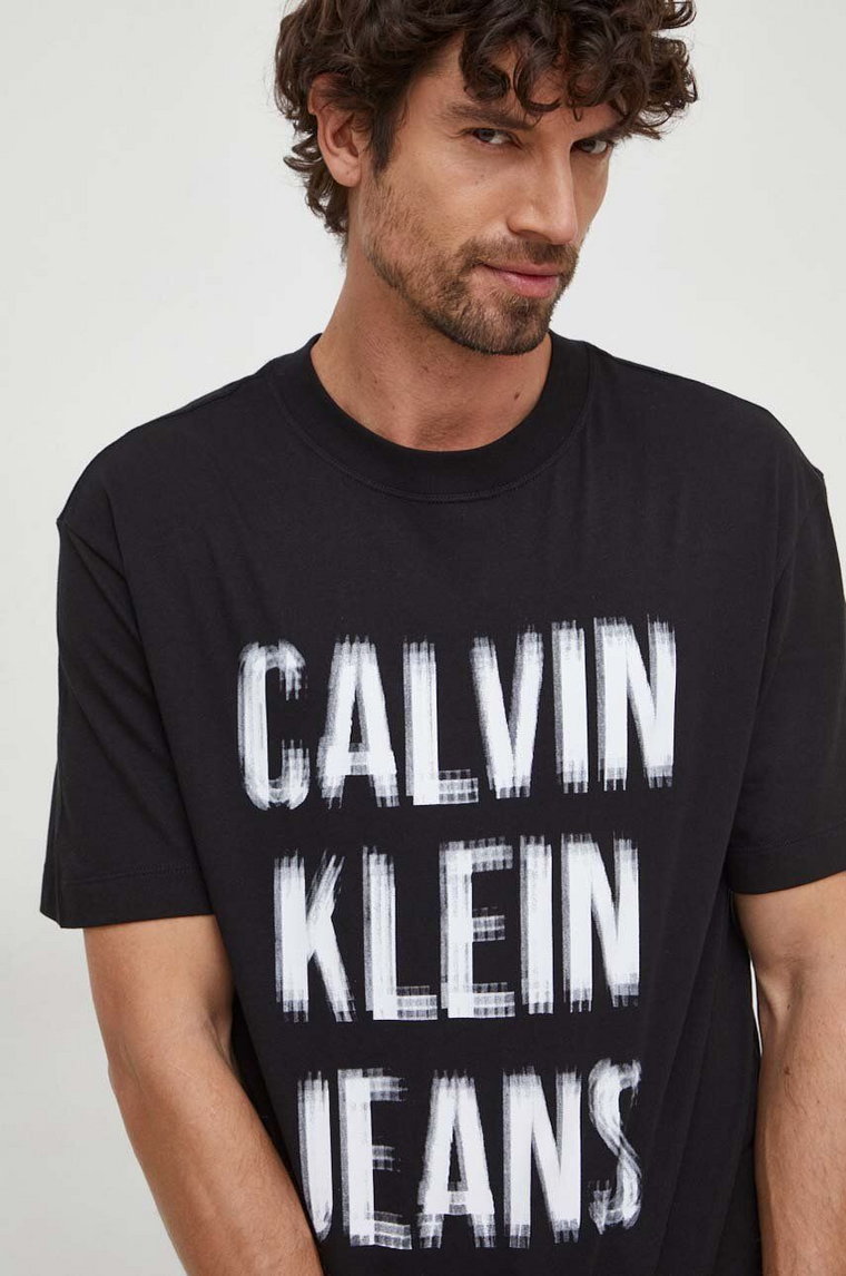 Calvin Klein Jeans t-shirt bawełniany męski kolor czarny z nadrukiem