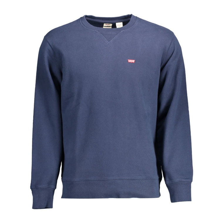 Niebieski Sweter z Bawełny, Długi Rękaw, Okrągły Dekolt, Logo Levi's