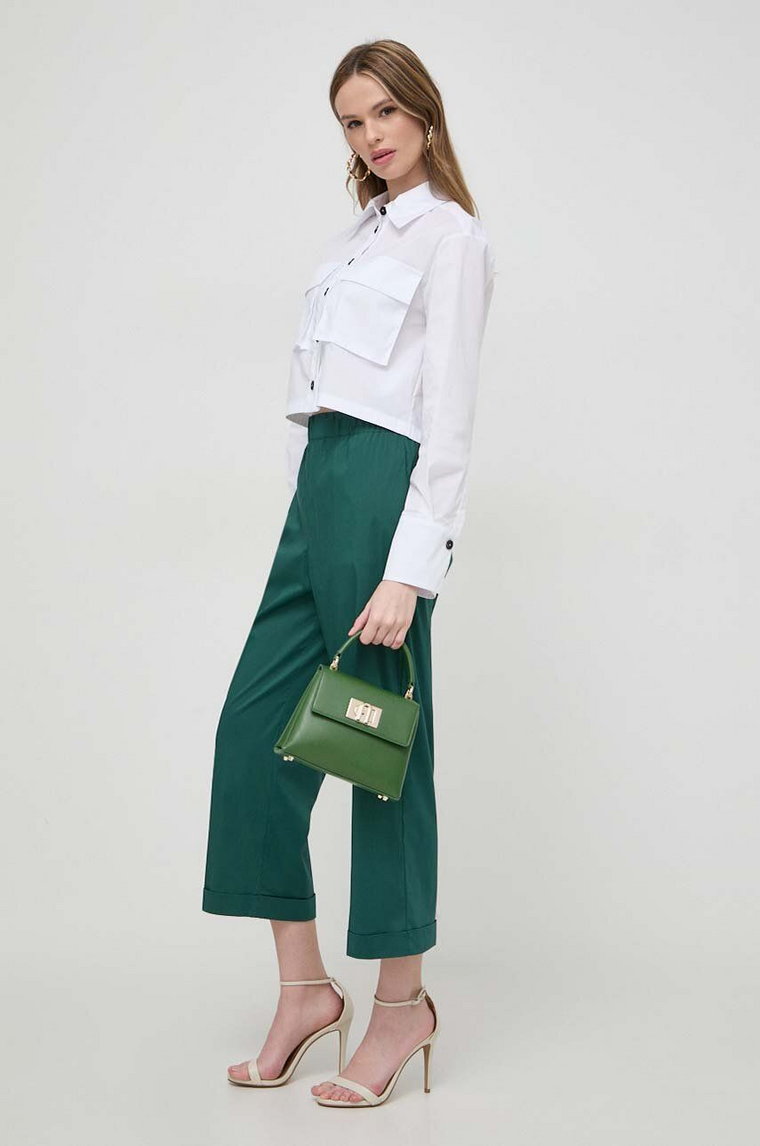 Liviana Conti spodnie damskie kolor zielony proste high waist L4SK78