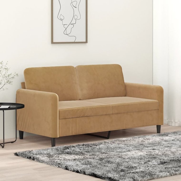 vidaXL Sofa 2-osobowa, brązowa, 140 cm, tapicerowana aksamitem