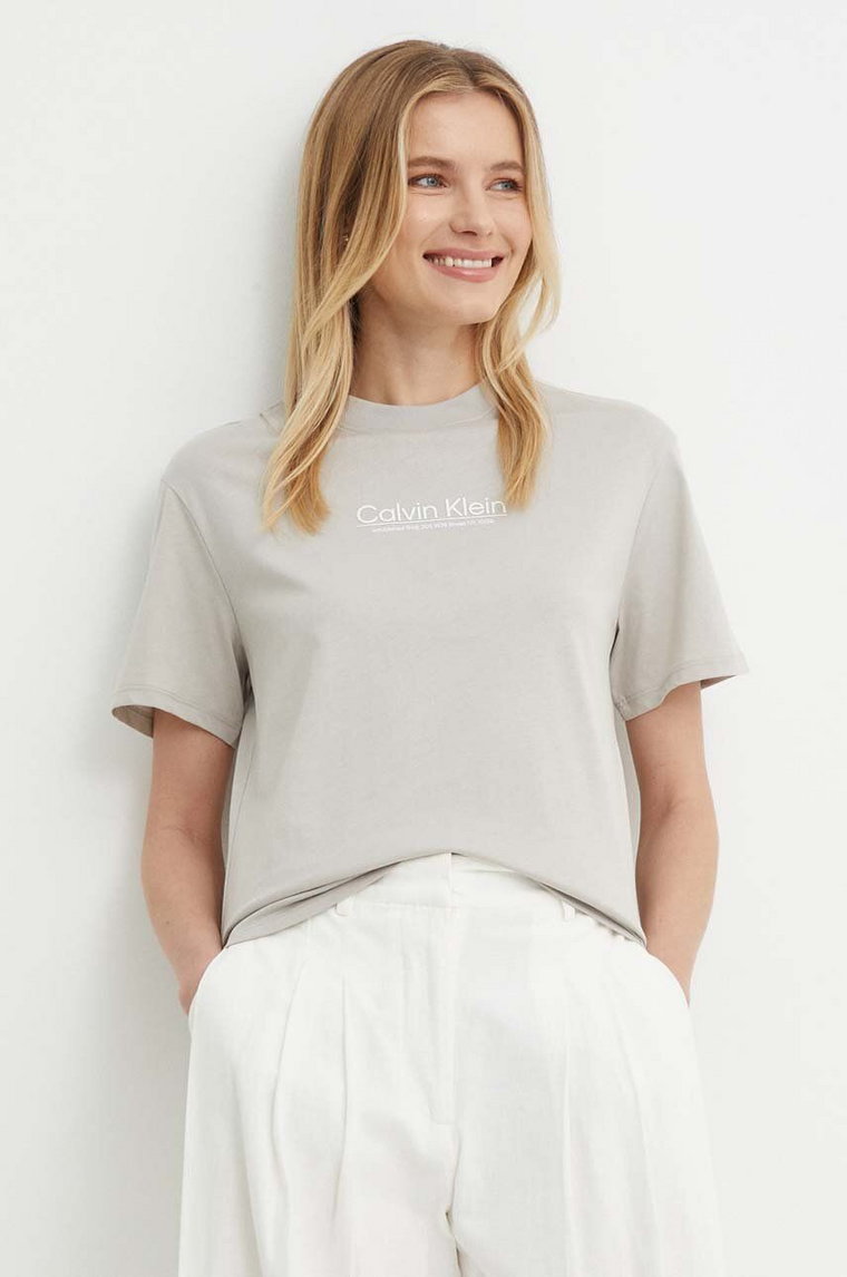 Calvin Klein t-shirt bawełniany damski kolor szary K20K207005