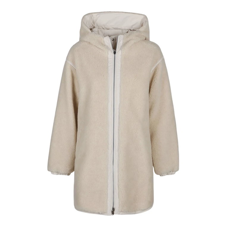 Kremowa Reversible Teddy Parka Woolrich