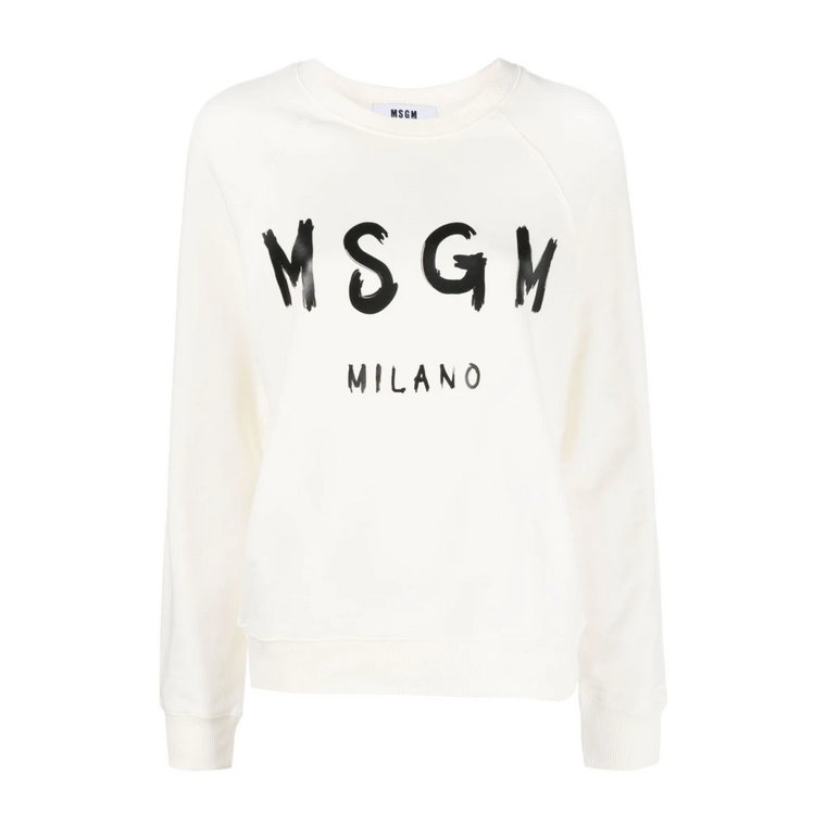 Biała Bluza z Logo Msgm