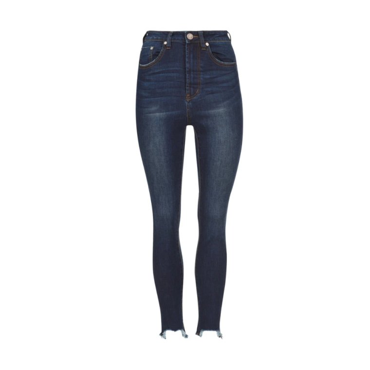 Wysokie, ciemnoniebieskie jeansy skinny One Teaspoon