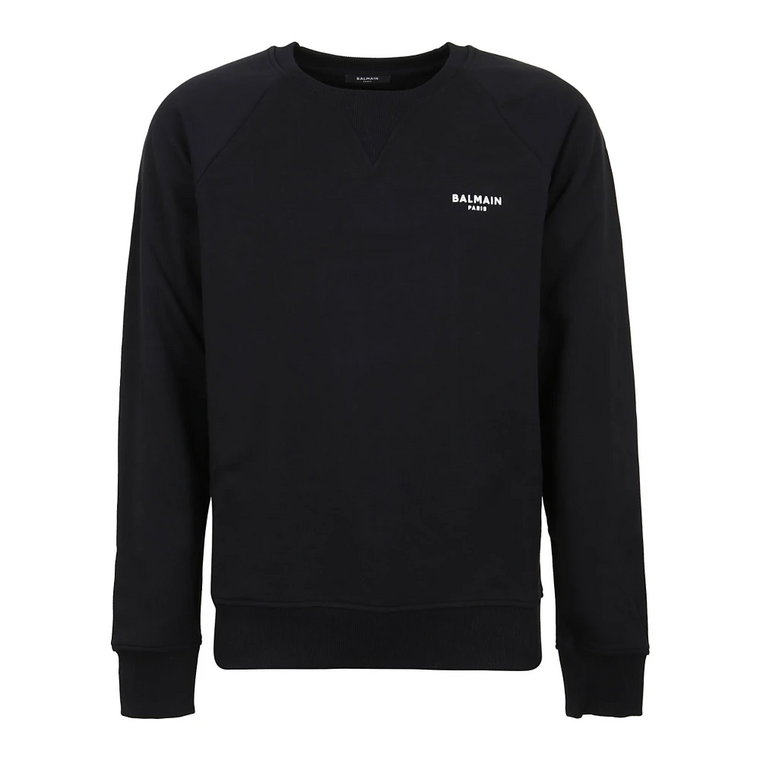 Flock Sweatshirt z Aksamitnym Podpisem Balmain