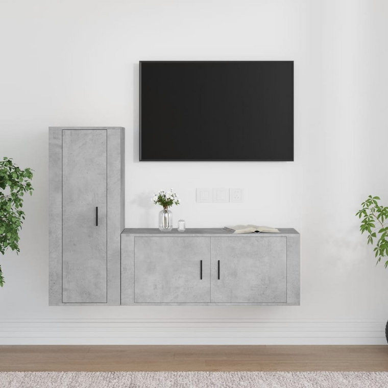 vidaXL Zestaw 2 szafek TV, szarość betonu, materiał drewnopochodny
