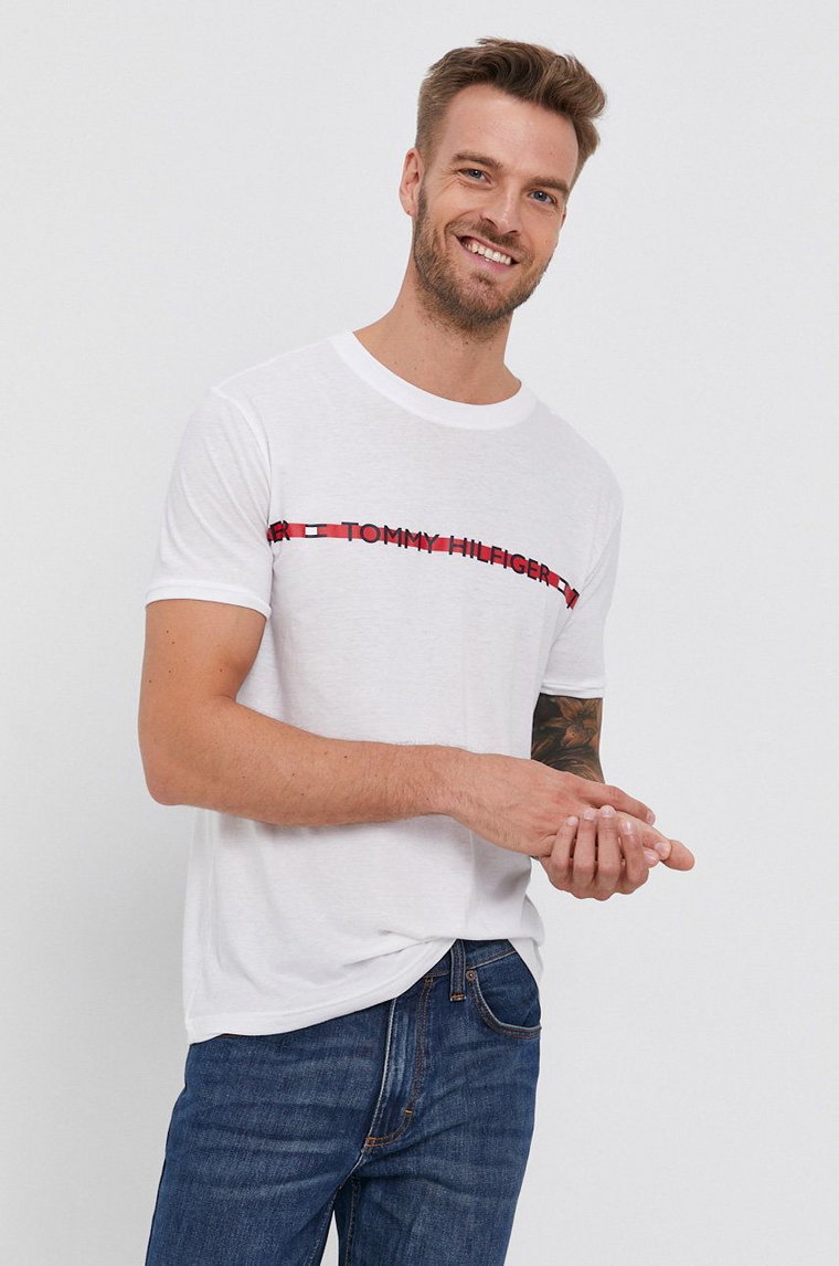 Tommy Hilfiger T-shirt męski kolor biały z nadrukiem UM0UM01915