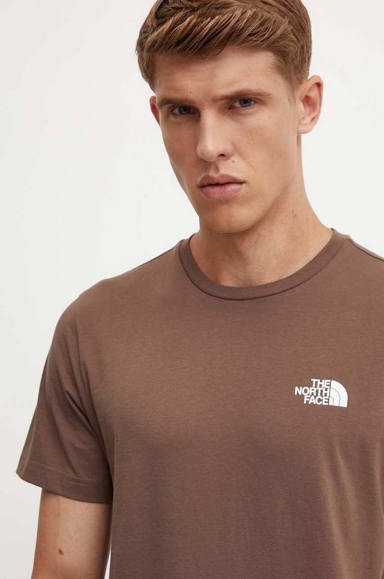 The North Face t-shirt S/S Simple Dome Tee męski kolor brązowy z nadrukiem NF0A87NG1OI1