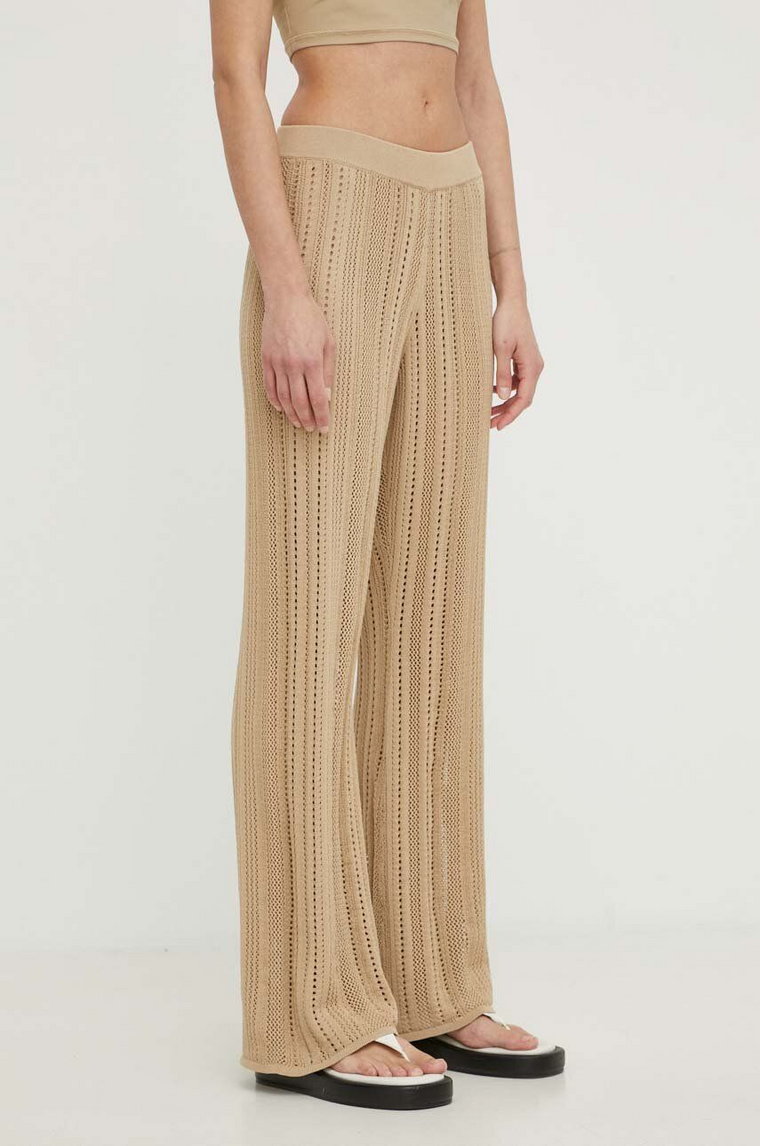 By Malene Birger spodnie damskie kolor beżowy szerokie high waist