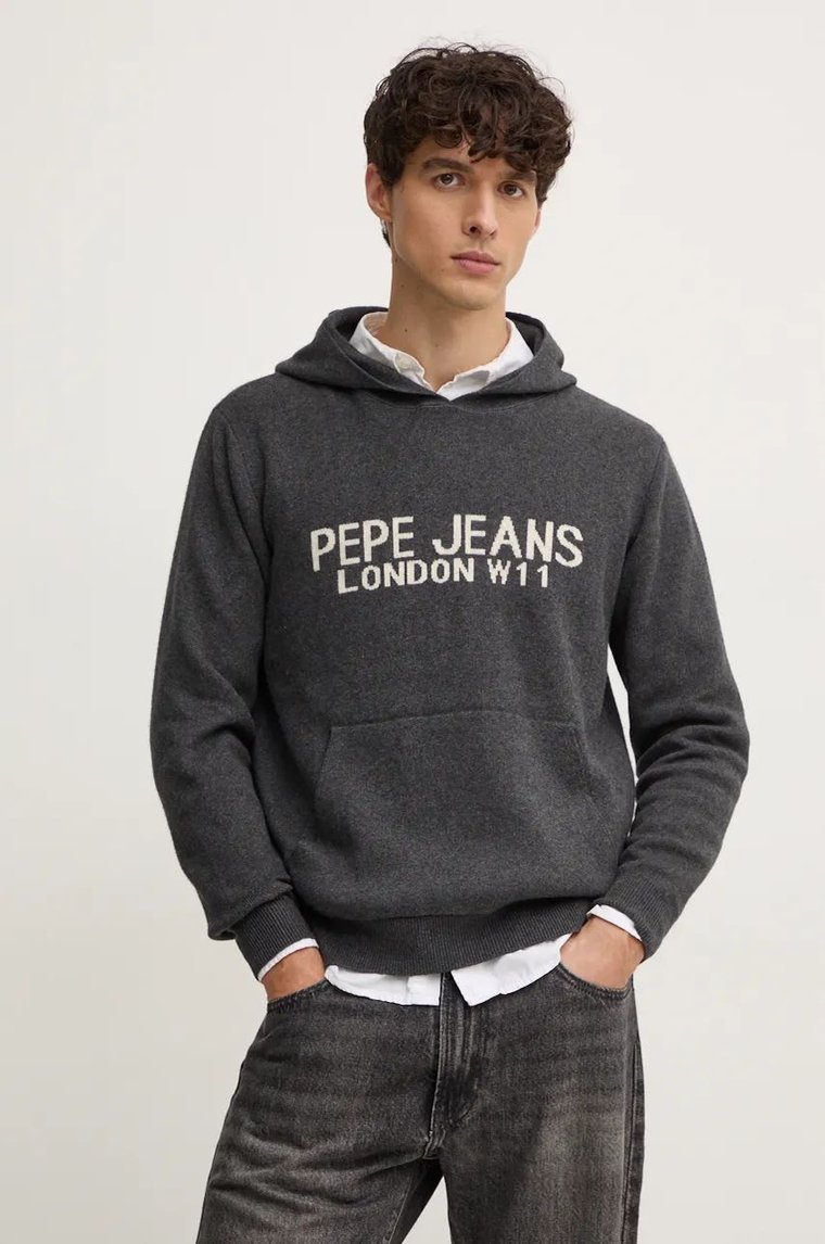 Pepe Jeans sweter z domieszką wełny CARSON męski kolor szary  PM702459