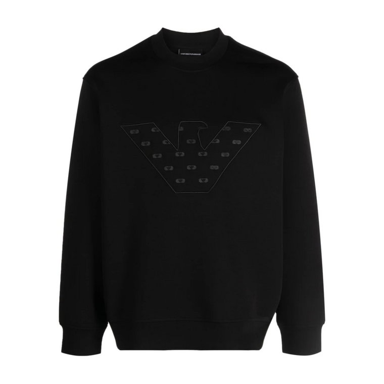 Czarny Sweter z Haftowanym Logo Emporio Armani