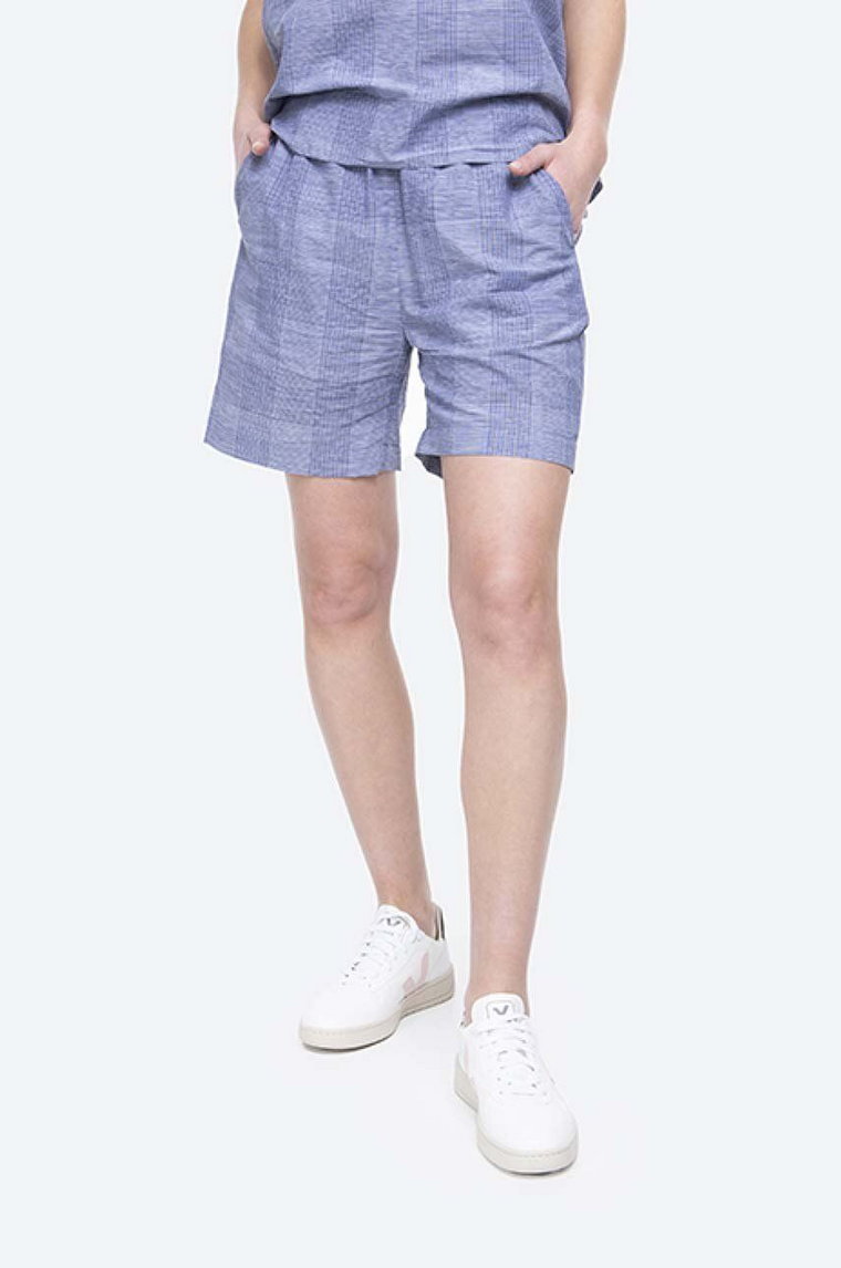 Norse Projects szorty z domieszką lnu Sophia Light wzorzyste high waist NW35.0036.7005-7005