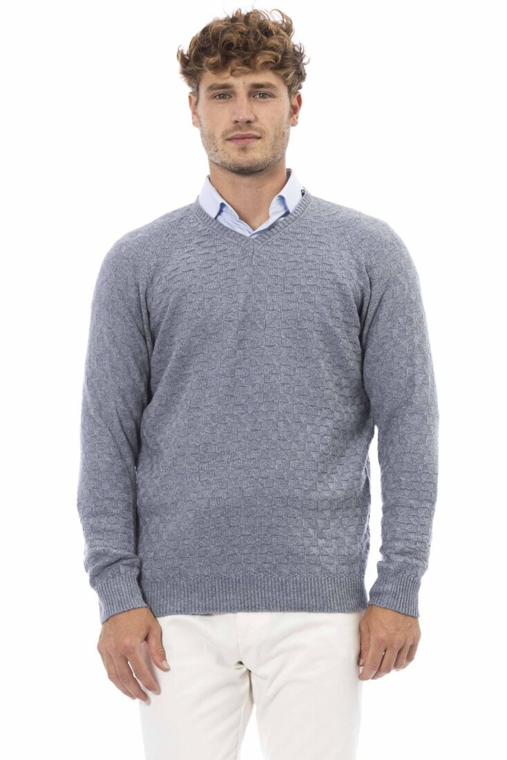 Swetry marki Alpha Studio model AU146A kolor Niebieski. Odzież męska. Sezon: