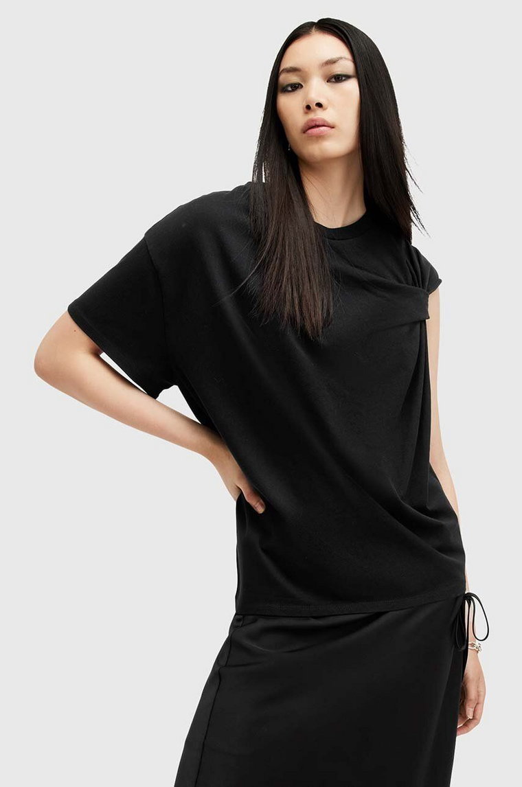 AllSaints t-shirt bawełniany ONYX TWIST damski kolor czarny W193JB