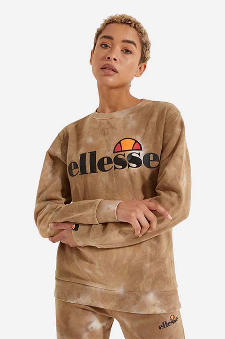 Ellesse bluza Agata Tie Dye damska kolor brązowy wzorzysta SGK11290-BROWN