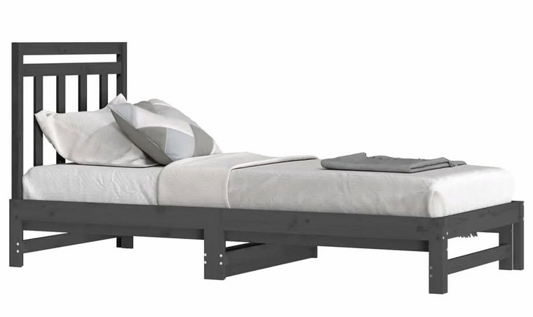 Szare rozsuwane łóżko sosnowe 2x(90x200) cm - Mindy