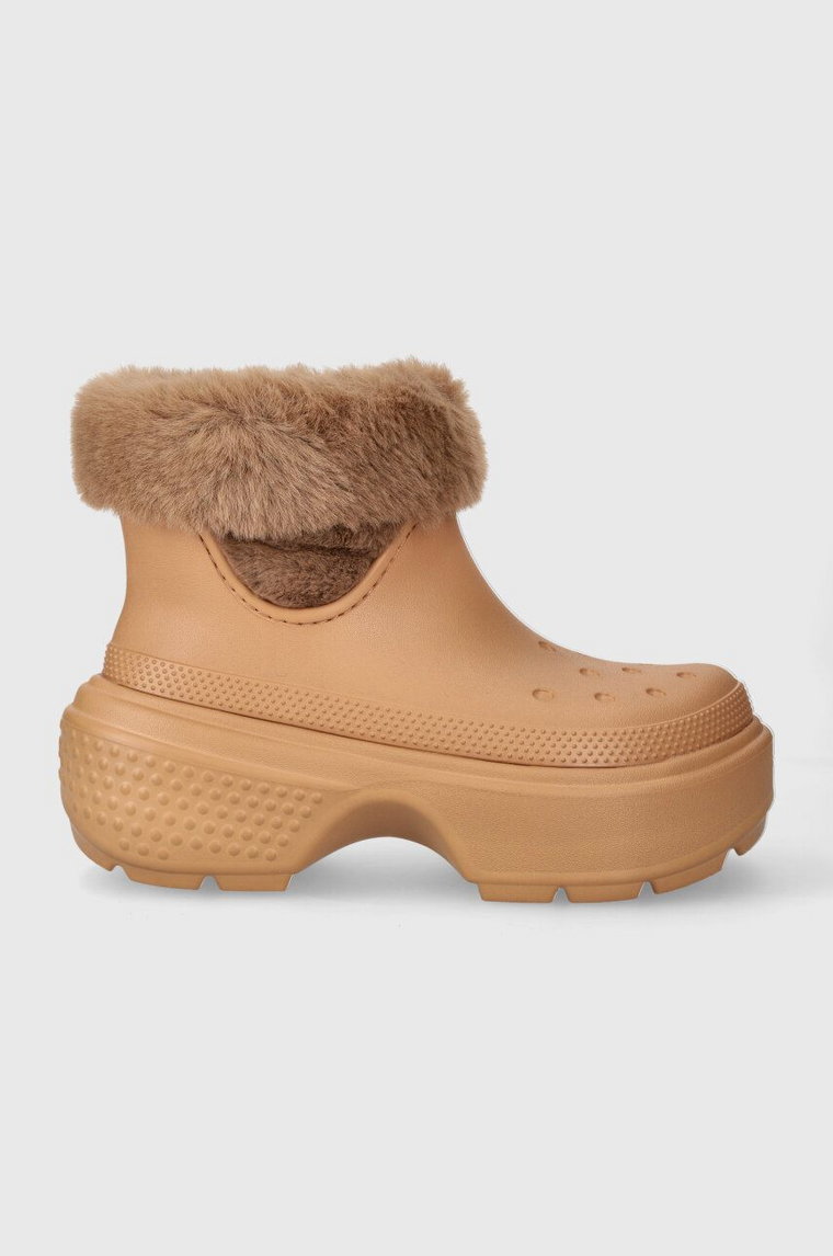 Crocs śniegowce Stomp Lined Boot kolor brązowy 208718