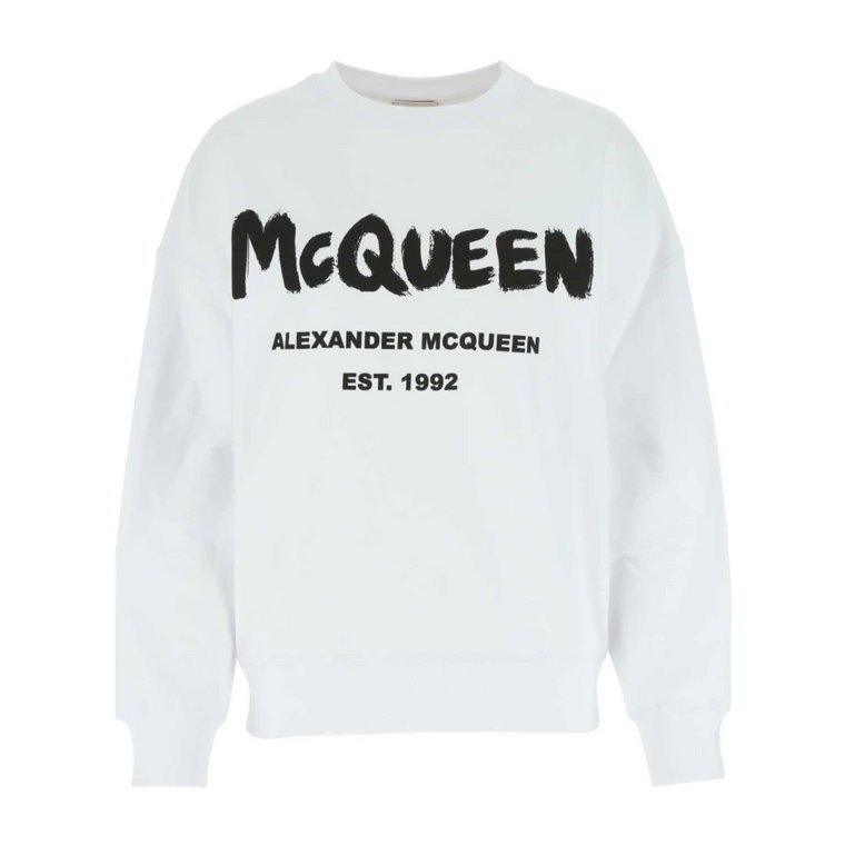Biały Oversize Sweter z Bawełny Alexander McQueen