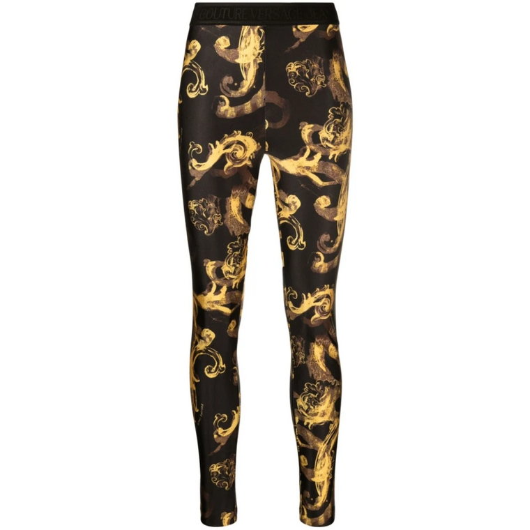 Czarne Spodnie Watercolor Baroque Versace Jeans Couture