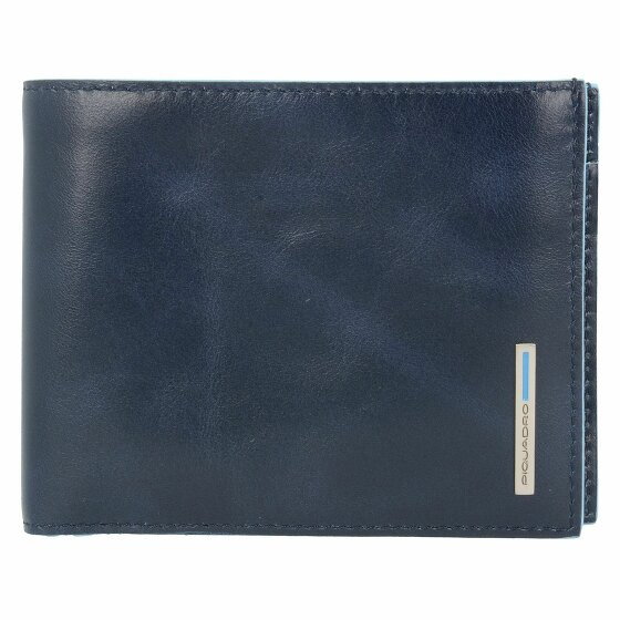 Piquadro Niebieski kwadratowy portfel skórzany 12,5 cm nachtblau