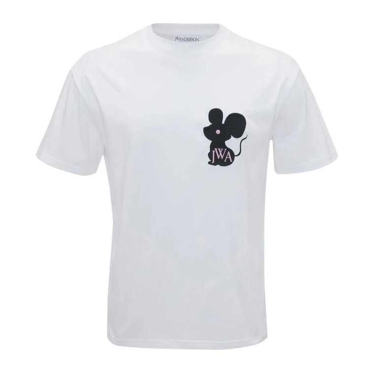 Biała koszulka z logo myszki JW Anderson