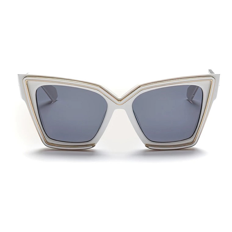 Geometryczne okulary przeciwsłoneczne w stylu kocich oczu w kolorze białym/jasnozłotym Valentino