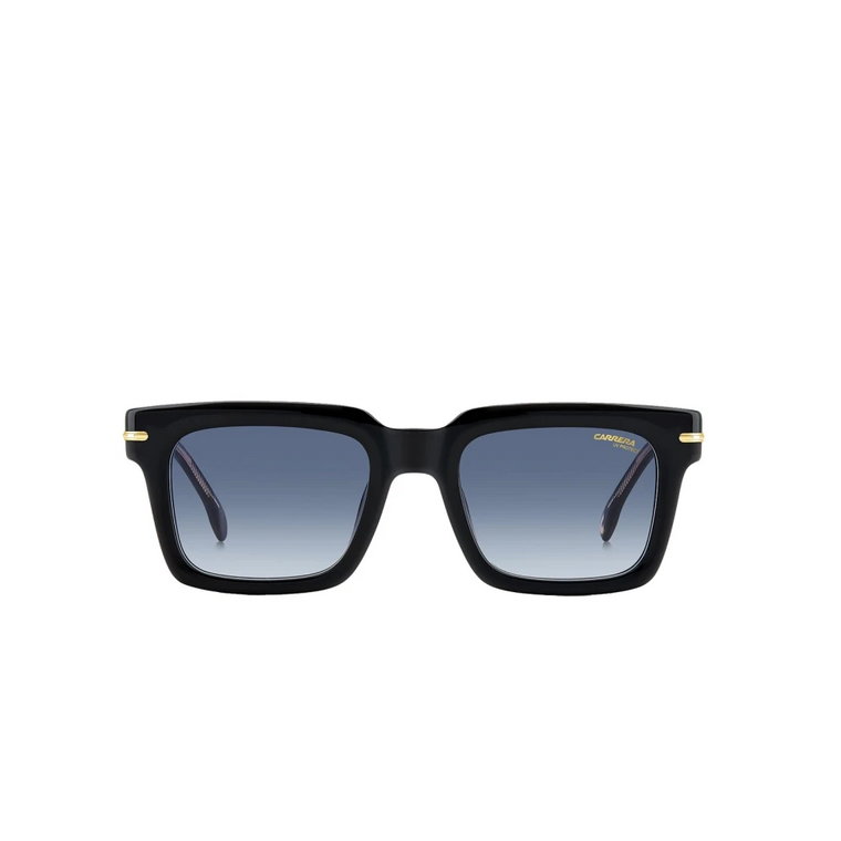 Kwadratowe Czarne Okulary Przeciwsłoneczne z Niebieskimi Soczewkami Carrera