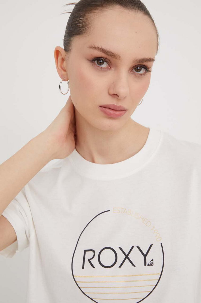 Roxy t-shirt bawełniany damski kolor pomarańczowy ERJZT05685