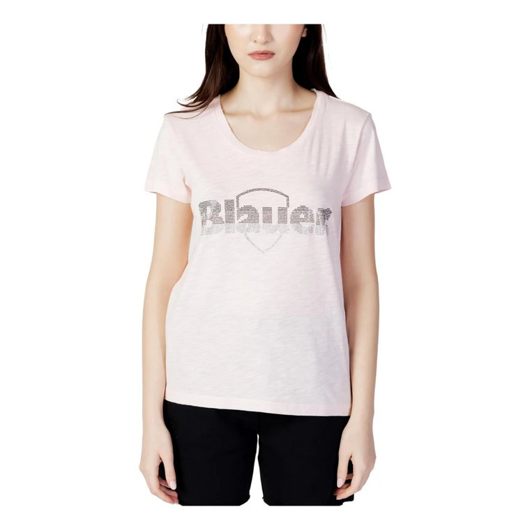 Nadrukowany Różowy T-shirt Damski Blauer