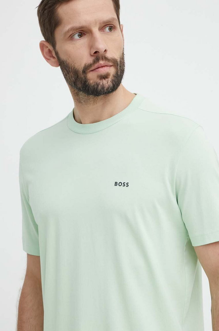 Boss Green t-shirt męski kolor zielony z nadrukiem