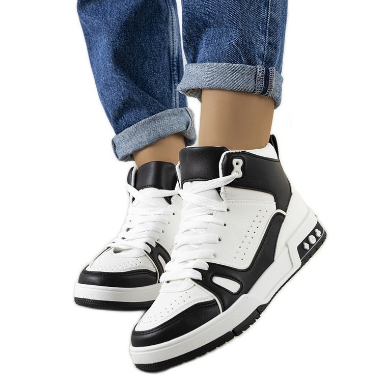 PA1 Czarne sneakersy za kostkę Megatheo białe