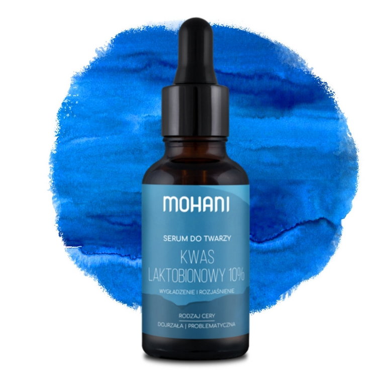 SERUM DO TWARZY ROZJAŚNIAJĄCE NATURALNE KWAS LAKTOBIONOWY 10% MOHANI 30 ml