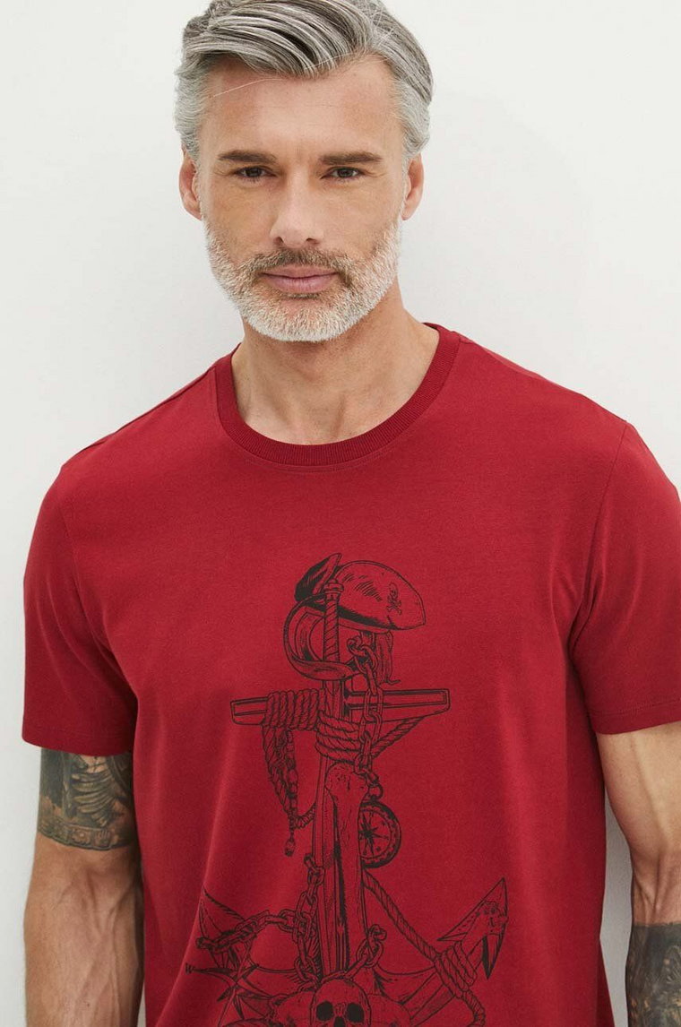 Medicine t-shirt bawełniany męski kolor czerwony z nadrukiem