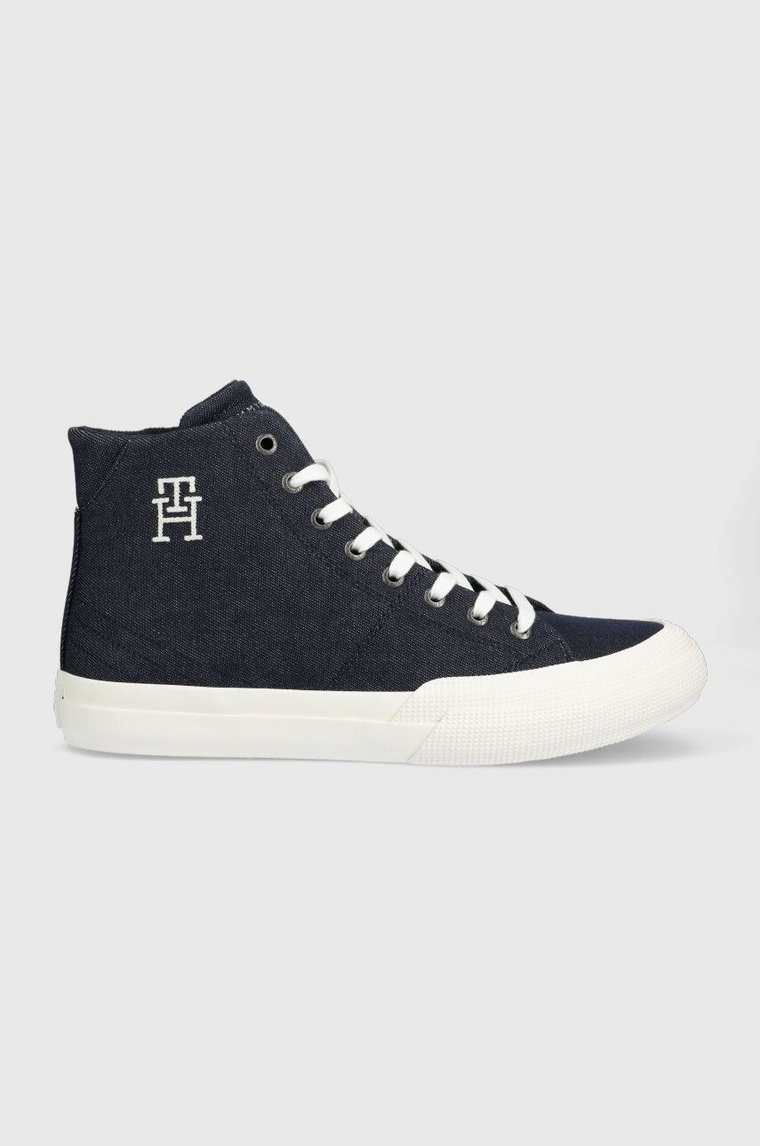 Tommy Hilfiger trampki TH HI VULC PREMIUM DENIM męskie kolor granatowy