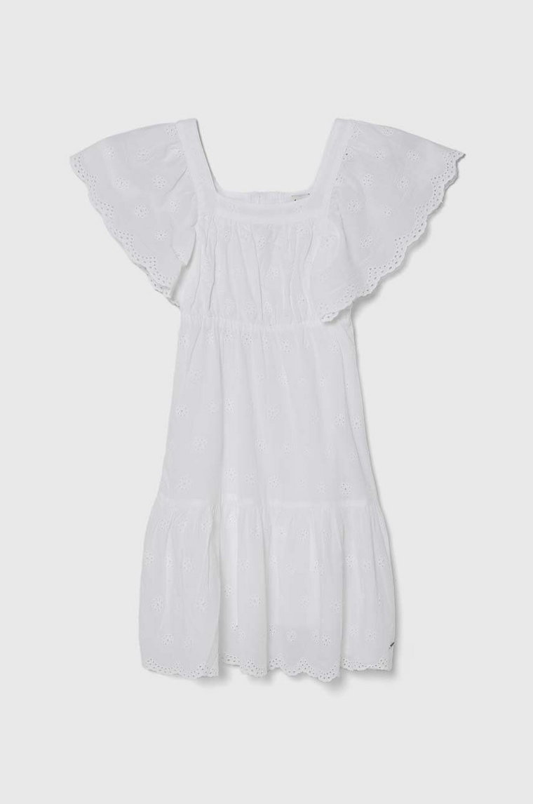 Pepe Jeans sukienka bawełniana dziecięca ODELET kolor biały mini rozkloszowana