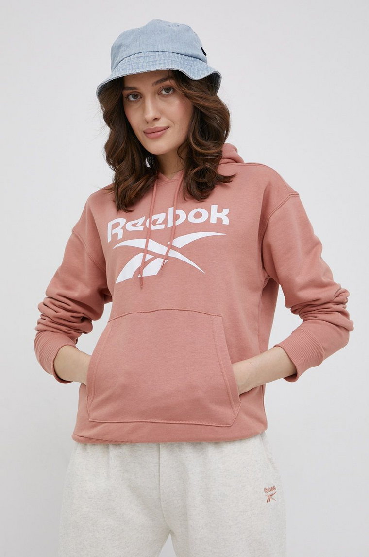 Reebok Bluza HB2293 damska kolor pomarańczowy z kapturem z nadrukiem HB2293-CANCOR