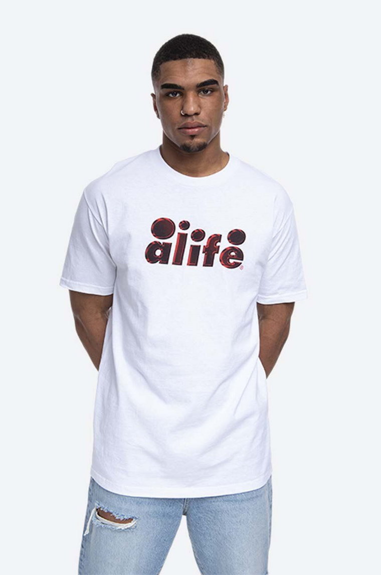 Alife t-shirt bawełniany Tone Bubble Graphic kolor biały wzorzysty ALIFW20-48 WHITE ALIFW20.48-WHITE