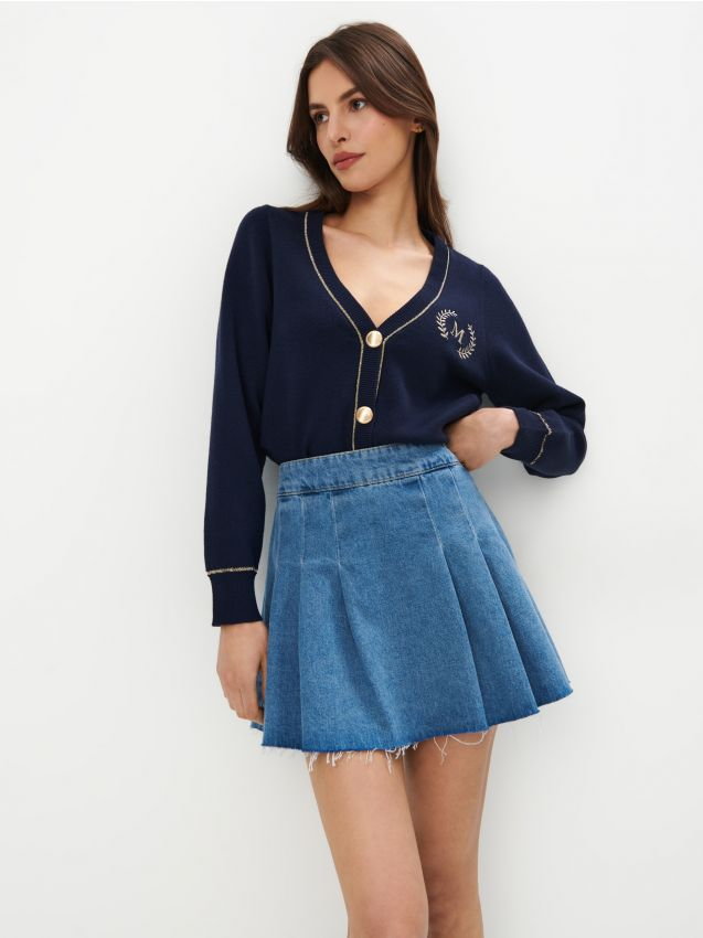 Mohito - Jeansowa spódnica mini - niebieski