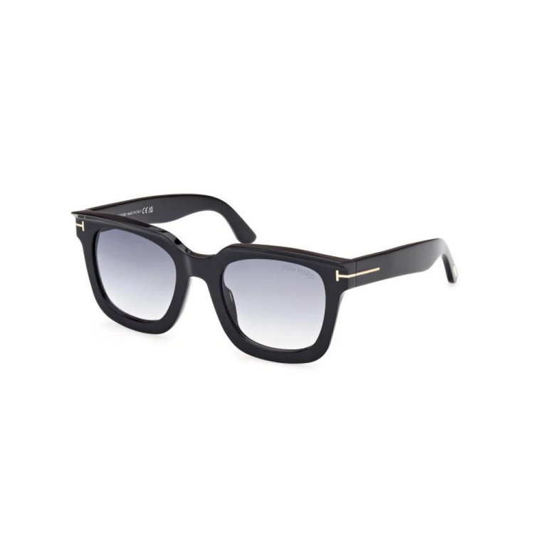Okulary przeciwsłoneczne damskie kwadratowe czarne błyszczące Tom Ford