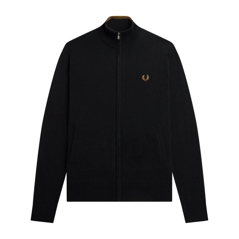 Czarny Sweter z Zamkiem i Haftowanym Logo Fred Perry