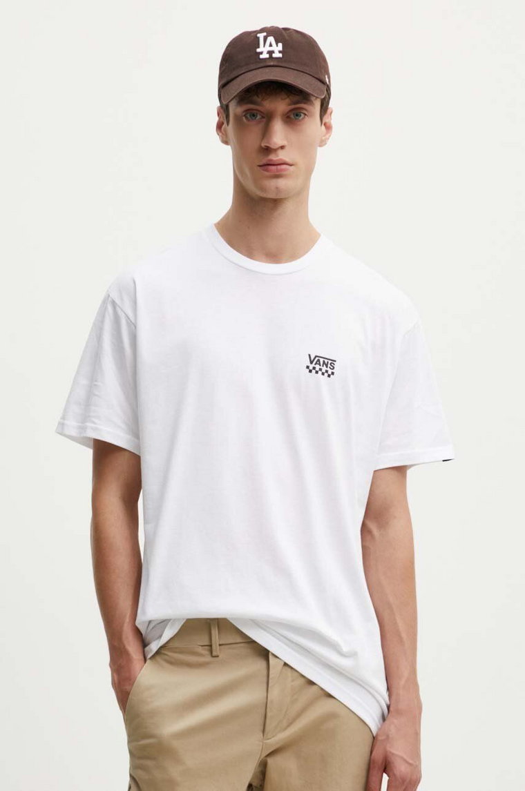 Vans t-shirt bawełniany męski kolor biały z nadrukiem VN0A7TLGWHT1