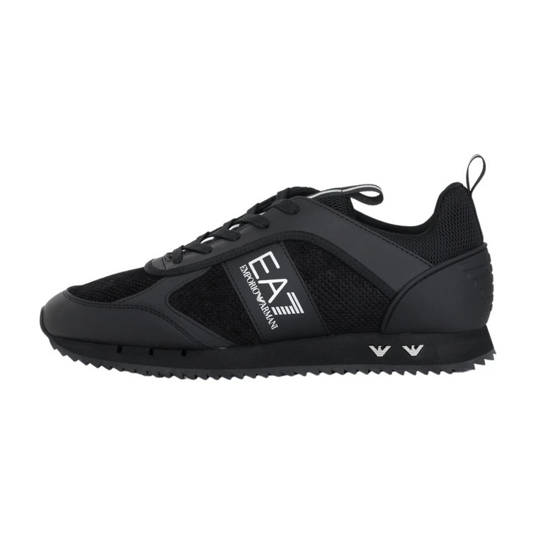 Czarne Sneakersy z Siatką i Logo Emporio Armani EA7