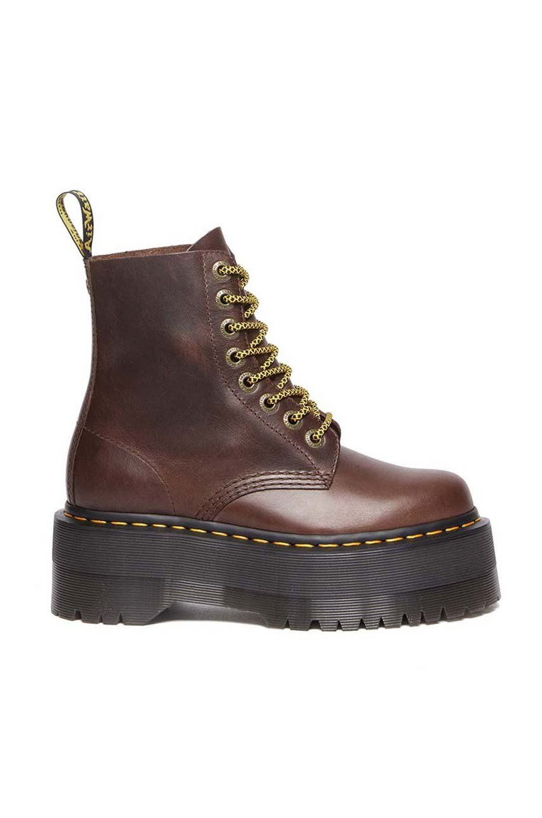 Dr. Martens workery skórzane 1460 Pascal Max damskie kolor brązowy na platformie DM31102201